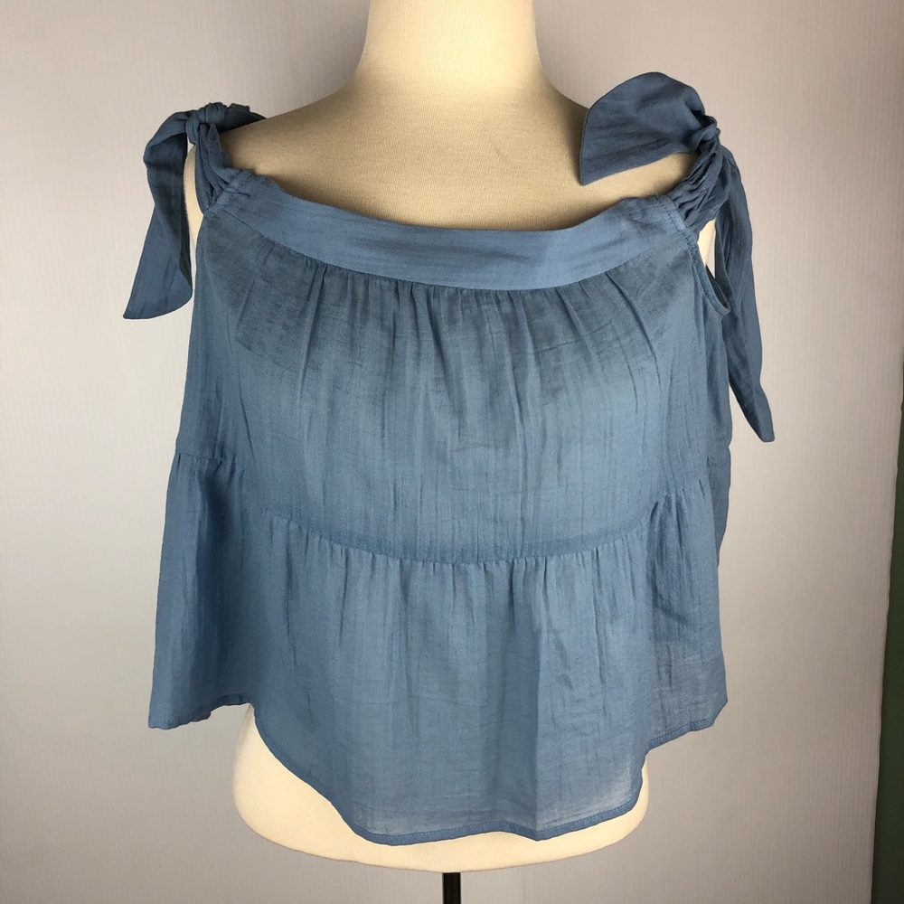 BCBG Maxazria Carolyn Crop Top Sz Large Blue New